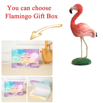 Набор для валяния Фламинго для начинающих с подарочной коробкой, Стартовый набор для валяния животных, Рождественский набор для валяния из шерсти, набор для рукоделия, Руководство на английском языке