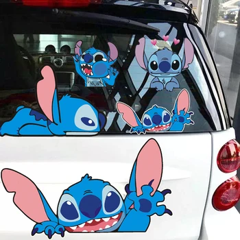 Наклейка на автомобиль Disney Stitch с рисунком Аниме Каваи Стич, наклейки на зеркала заднего вида, наклейки на заднее лобовое стекло, Декор автомобиля