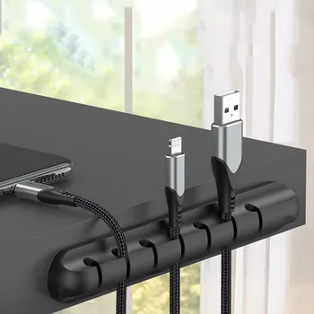 Настольный Кабельный Органайзер Силиконовый USB-кабель Для Намотки, Зажимы для управления автомобилем для передачи данных, наушники, мышь, Проводной Органайзер