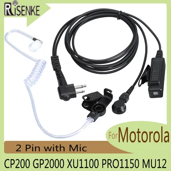 Наушники Risenke Walkie Talkies с микрофоном, 2-контактной акустической ламповой гарнитурой и PPT, для Motorola CP200, GP2000, XU1100, PRO1150, MU12