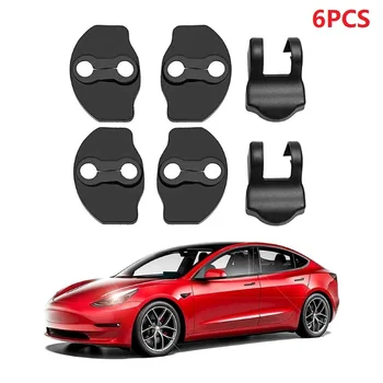 Новое Поступление 6 Шт. ABS Дверной Замок Автомобиля Крышка Протектор Черный Для Tesla Модель 3 Модель Y Защелки Дверные Стопорные Крышки