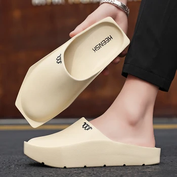 Новые Летние Мужские шлепанцы-тапки на платформе с толстой подошвой, мягкие спортивные сандалии из ЭВА, повседневная пляжная обувь