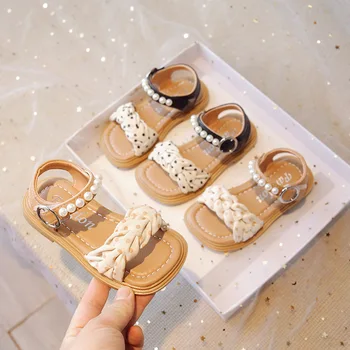 Обувь для малышей, летние Модные кожаные Мягкие сандалии на плоской подошве для девочек, Детская повседневная обувь Принцессы, Sapato Infantil Para Menina