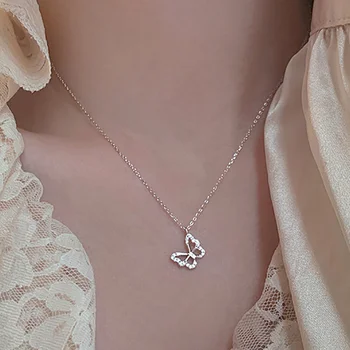 Ожерелье с бабочкой, хрустальное ожерелье Для девочек, ювелирные изделия, Корейские модные Ожерелья Для женщин, Аксессуары для цепочек 2023 г.