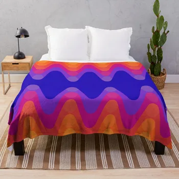 Оранжевое волнообразное одеяло с градиентным рисунком в стиле ретро, Уютное Легкое Декоративное пушистое одеяло для дивана-кровати, кресла, дивана в комнате, теплое