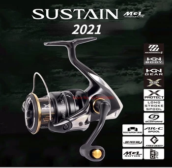 Оригинальная Рыболовная Катушка SHIMANO 2021 SUSTAIN 2500 2500HG C3000HG 3000XG 4000 4000XG C5000XG Колесо для Пресноводной морской Рыбалки