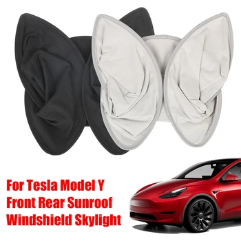 Передний Задний Люк с Застежкой на Пряжке, Усовершенствованный Стеклянный козырек на крыше для Tesla Model Y 2019-2022 Солнцезащитные козырьки
