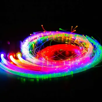 Перезаряжаемый светодиодный Волоконно-оптический Хлыст с Поворотом на 360 °, Оптические Хлысты, Многоцветный Диско RGB, Танцующий Светящийся Хлыст, Струящийся С Блестками