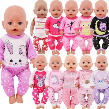 Пижама Kawaii с животным принтом 43 см, Одежда для куклы Реборн 18 дюймов, Американская Одежда Для девочек с Длинными рукавами + Брюки, Наша Детская игрушка Gneration