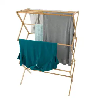 Портативная бамбуковая сушилка для одежды - складная и компактная для использования в помещении / на улице От