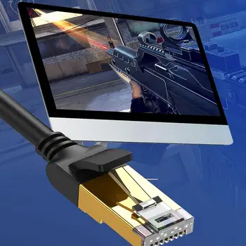 Прочные 90-Градусные Высокопроизводительные Компьютерные Аксессуары Cat7 RJ45 Плоский Кабель Ethernet Сетевой Кабель Доступа В Интернет