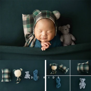 Реквизит для фотосъемки новорожденных, одеяло, обертывание, Медведь, кукла, Подушка для позирования, Тематический набор, Фотосессия, Студийная съемка, реквизит для фотосессии
