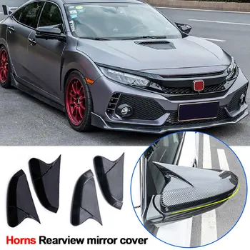 Роговая форма, ABS, карбоновое волокно, крышка бокового зеркала заднего вида, колпачки заднего вида для Honda Для Civic 10th 2016 2017 2018 2019 2020