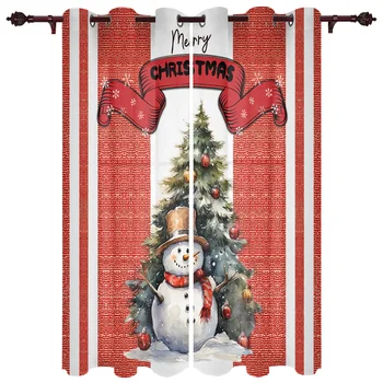 Рождественский Снеговик, Рождественская елка, шторы для гостиной, спальни, Роскошные Современные кухонные шторы, Тканевые шторы