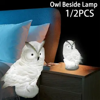 Светодиодная прикроватная настольная лампа в форме Совы, Ночник с животными на батарейках для Спальни