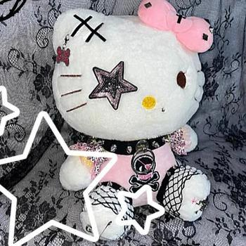 Серия Sanrio в стиле панк Hellokitty Kuromi Kt Cat My Melody, Мягкий плюшевый Рюкзак, Мультяшные Милые Плюшевые игрушки, Фестивальные подарки для Девочек
