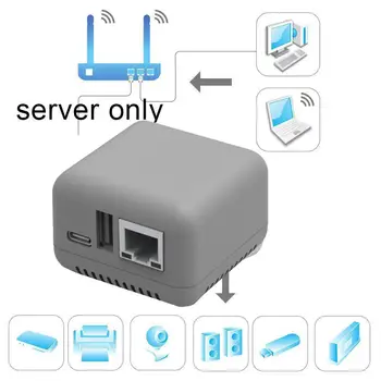 Сетевой сервер печати Mini NP330 USB 2.0 Сетевой порт сервера печати USB 2.0 Быстрый порт локальной сети RJ-45 Ethernet Печать