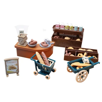 Симпатичная Мини-Пекарня, Имитирующая Магазин, Кукольный Домик, Тележка для молока и хлеба, Детские игрушки для игр
