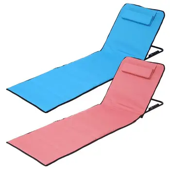 Складной пляжный шезлонг, портативное пляжное кресло с подушкой, походный стул со спинкой, складной коврик для пикника, пляжный коврик