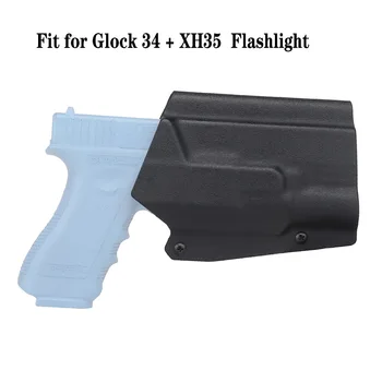 Тактическая кобура Kydex для пистолета GLOCK 34 XH35, чехол для пистолета с фонариком, Кобура для ношения на поясе с охотничьими принадлежностями QLS