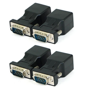 Удлинитель VGA 4 Шт Для подключения к сетевому кабелю RJ45 CAT5 CAT6 20 м, адаптер COM-порта к порту LAN Ethernet, конвертер