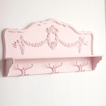 Французское Ретро Крыльцо из розового дерева, Прихожая в спальню, Гостиная, Настенная полка, вешалка для пальто и шляп с крючками