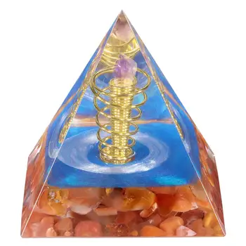 Целебный кристалл, Пирамидка из Оргона с аметистовым кластером, обернутый медной проволокой, Генератор энергии из оргонита Для балансировки чакр