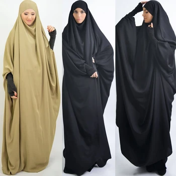 Цельный Мусульманский Длинный Химар, Женское платье-Хиджаб, Молитвенная Одежда С капюшоном, Джилбаб, Абайя, Халат для Рамадана, Исламская одежда