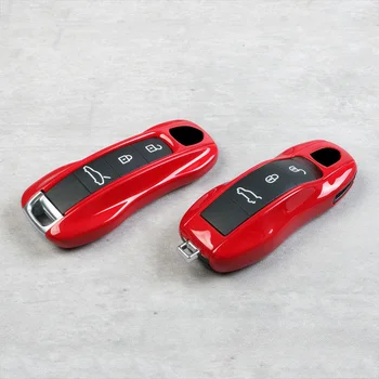 Чехол Для ключей Автомобиля Fob Shell Cover Карминно-Красного Цвета для Porsche 911 718 Panamera Cayenne Macan Пульт Дистанционного Управления Ключ Замена Аксессуаров